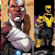 From left to right: DC heroes Icon, Cyborg, Signal, and Vixen.